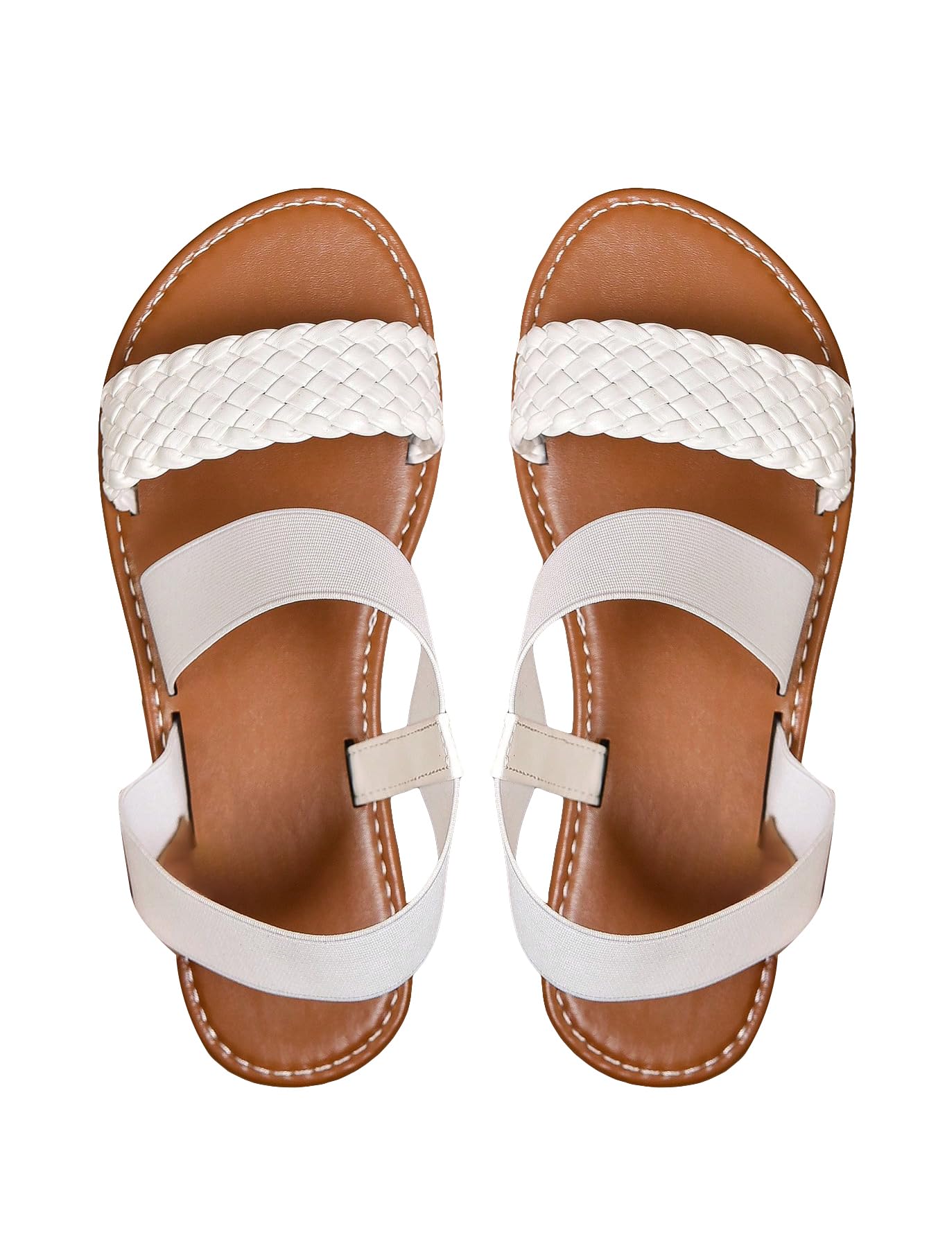 Verdusa Women's Flat Sandals Slip On Summer Open Toe Braided Slingback Shoes Lightweight Breathable Comfortable Sandals